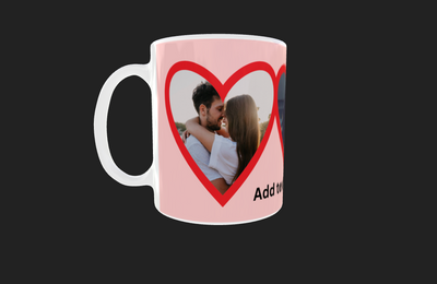 Triple Heart Photo Mug by Luxe-Custom-Designer