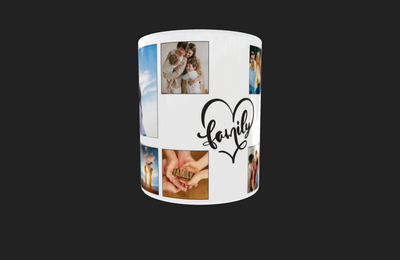 10 Panel Family Personalised Mug, 11 OZ Ceramic by Luxe-Custom-Designer