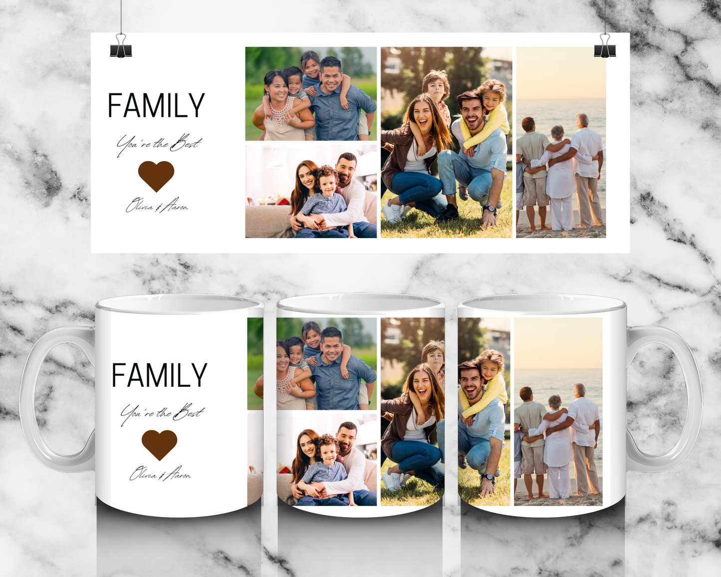 5 Panel Family photo Mug by Luxe-Custom-Designer