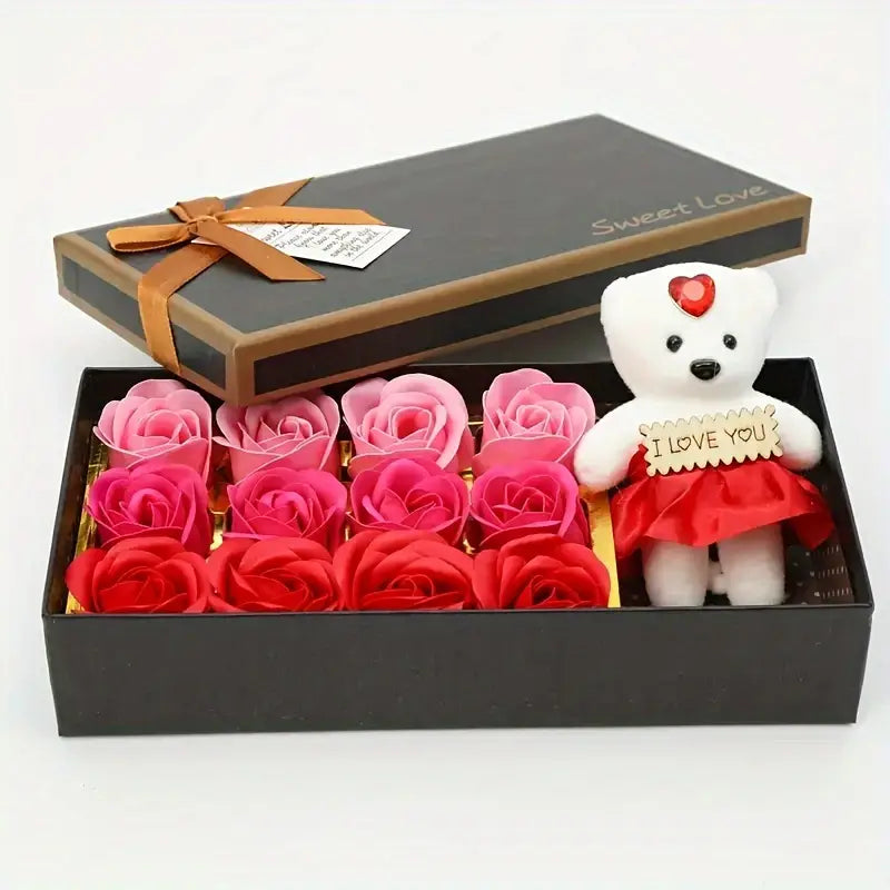 Rose Soap Box with Small Teddy by Luxe-Custom-Designer