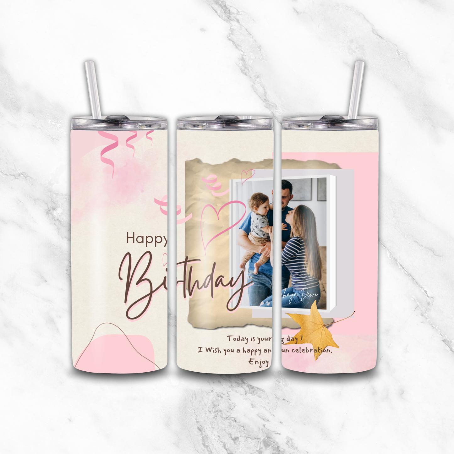 Birthday Photo Tumbler by Luxe-Custom-Designer