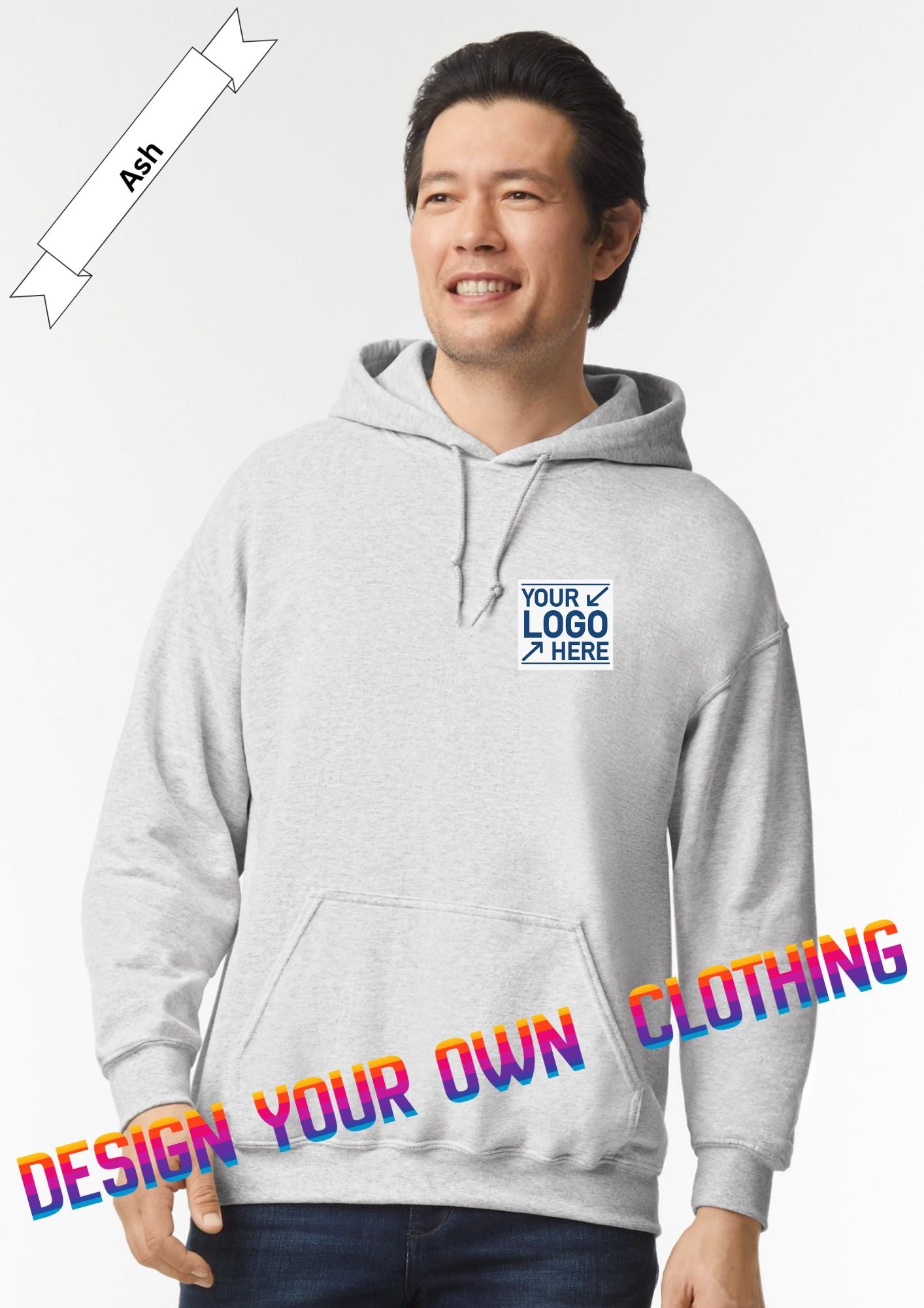 ASH, Heather Grey Hoodie by Luxe-Custom-Designer