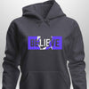 Blue "Believe" Luxe Hoodie by Luxe-Custom-Designer
