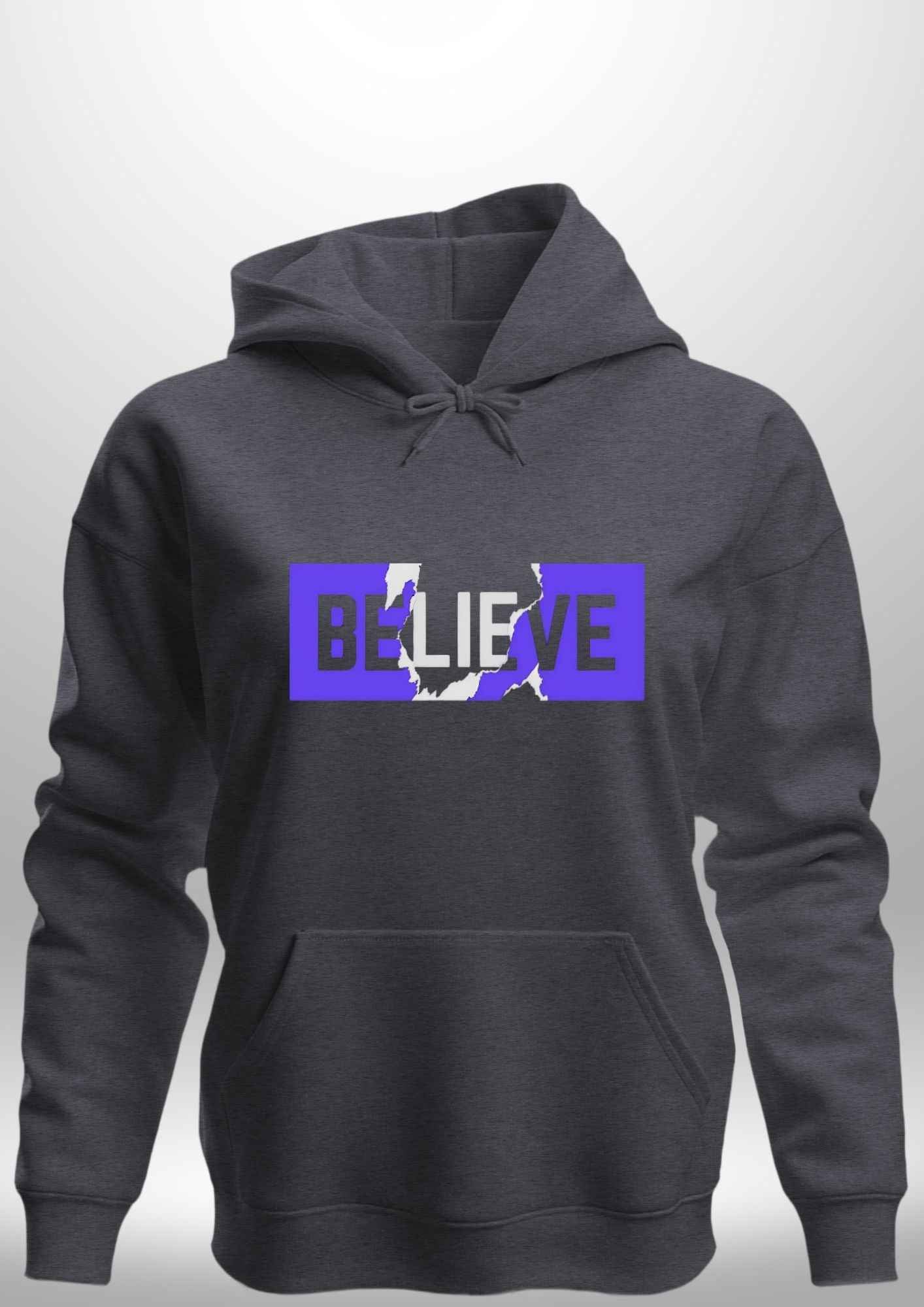 Blue "Believe" Luxe Hoodie by Luxe-Custom-Designer