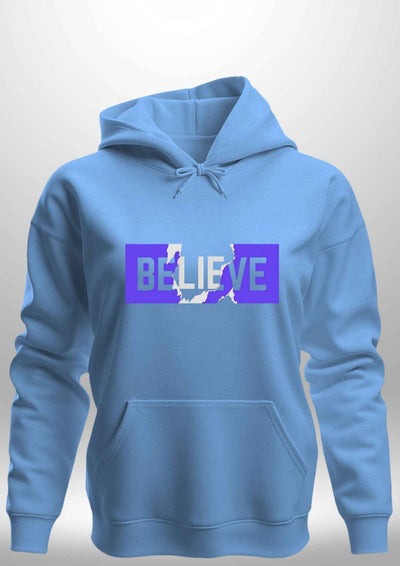 Blue "Believe" Luxe Hoodie by Luxe-Custom-Designer