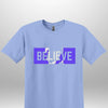 Blue "Believe" Luxe T-shirt by Luxe-Custom-Designer