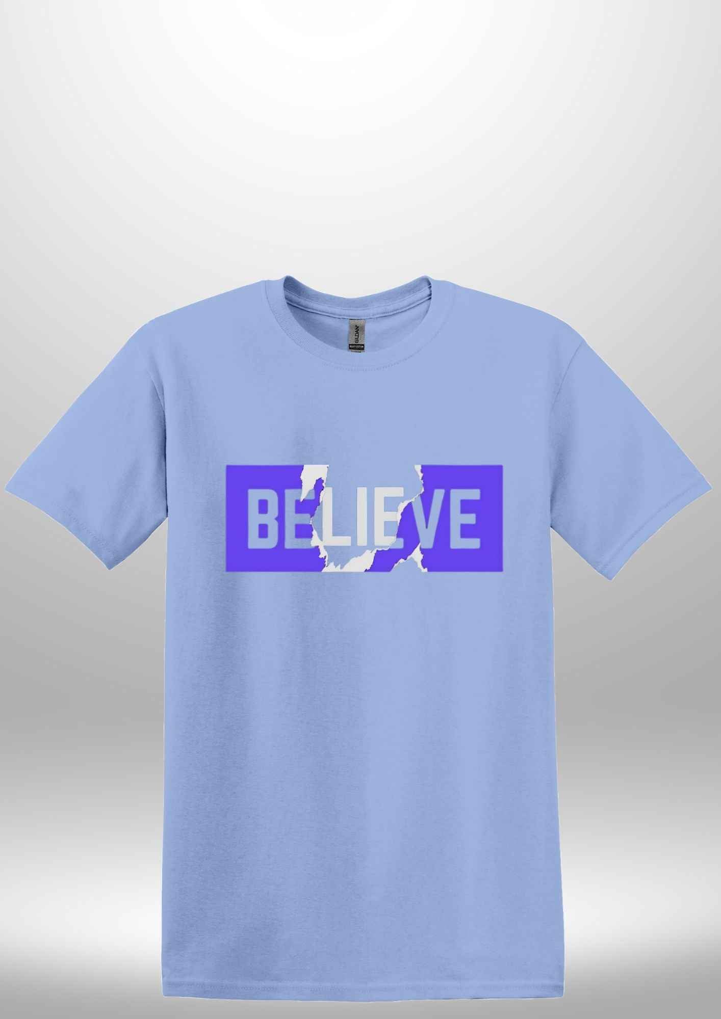 Blue "Believe" Luxe T-shirt by Luxe-Custom-Designer