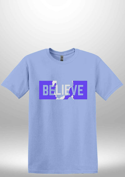 Blue "Believe" Luxe T-shirt by Luxe-Custom-Designer