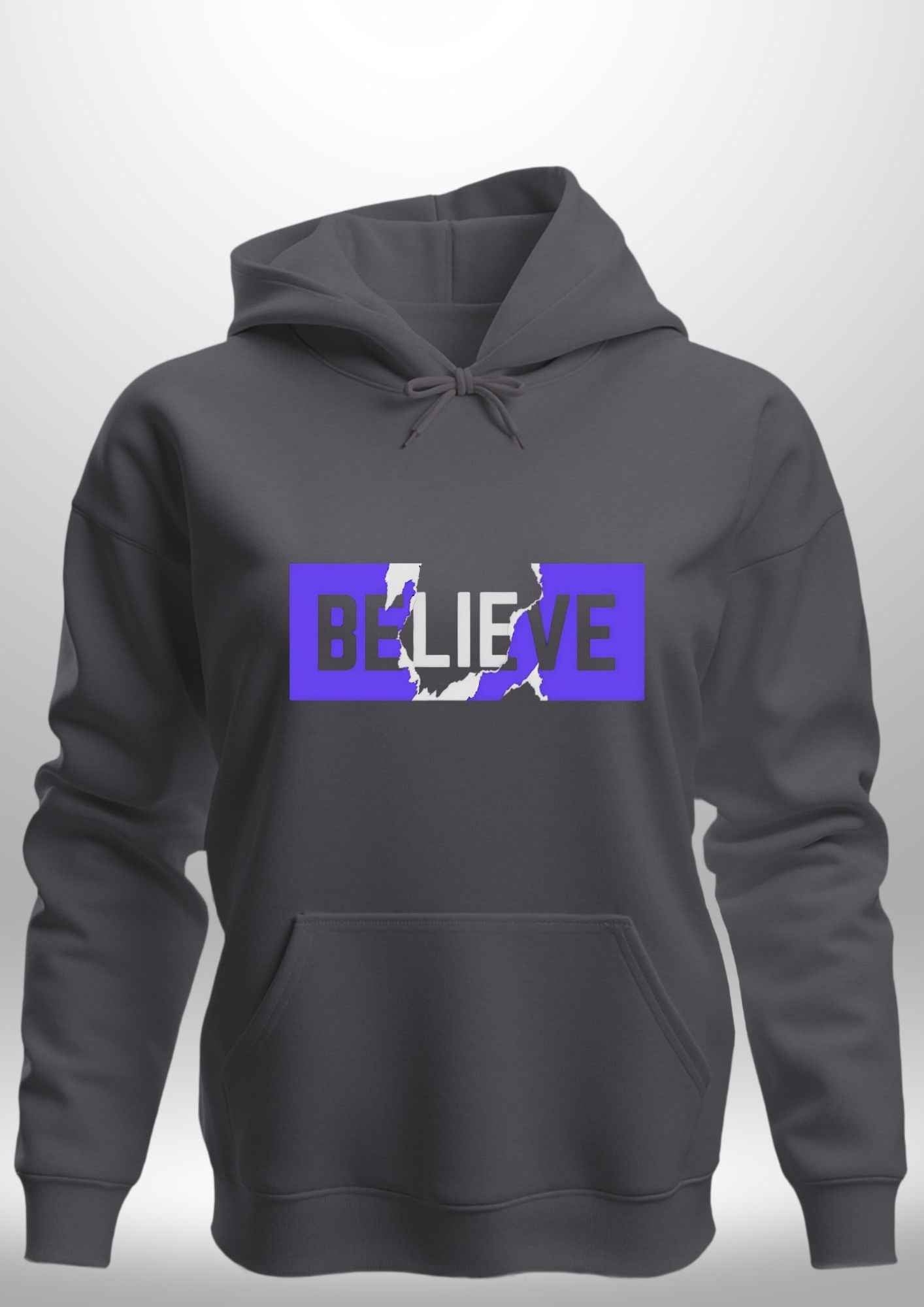 Blue "Believe" Luxe Hoodie by Luxe-Custom-Designer