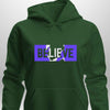 Blue "Believe" Luxe Hoodie by Luxe-Custom-Designer
