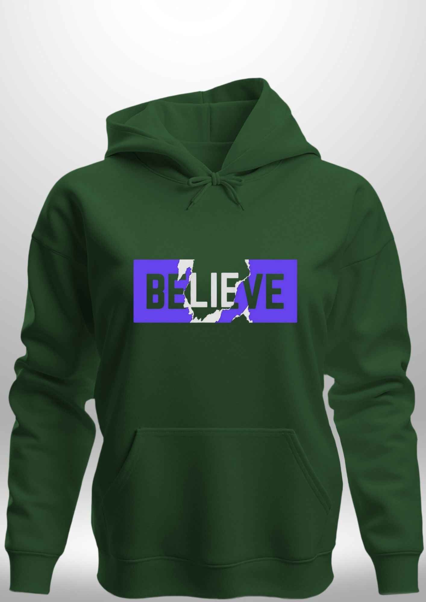 Blue "Believe" Luxe Hoodie by Luxe-Custom-Designer