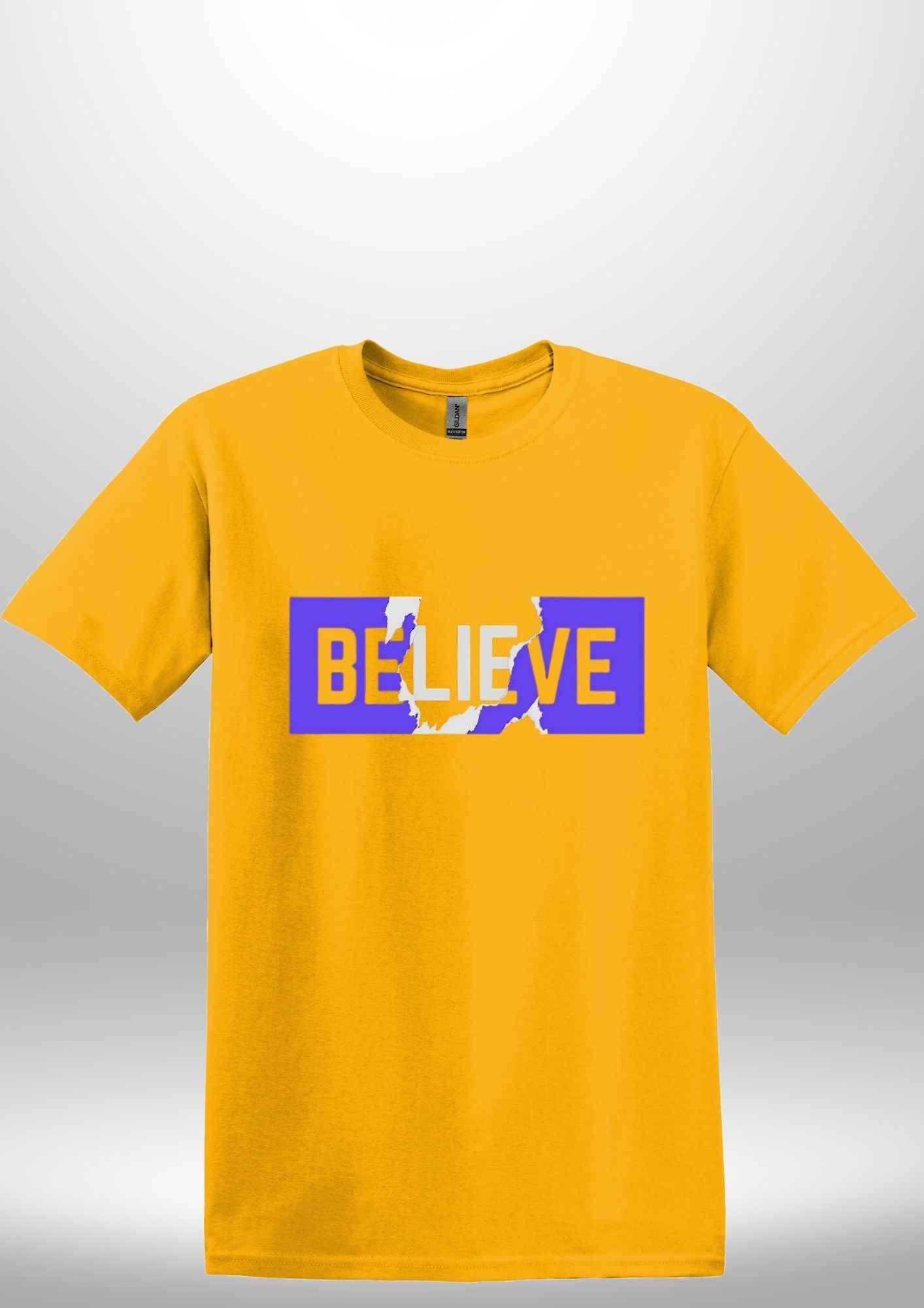 Blue "Believe" Luxe T-shirt by Luxe-Custom-Designer