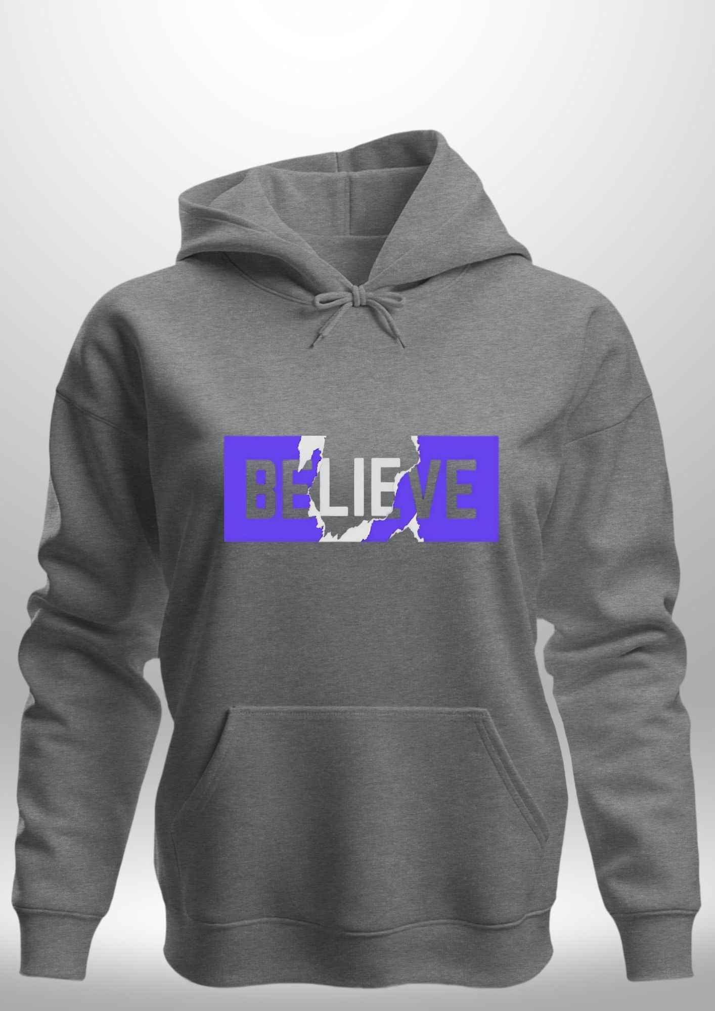 Blue "Believe" Luxe Hoodie by Luxe-Custom-Designer