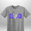 Blue "Believe" Luxe T-shirt by Luxe-Custom-Designer
