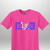 Blue "Believe" Luxe T-shirt by Luxe-Custom-Designer