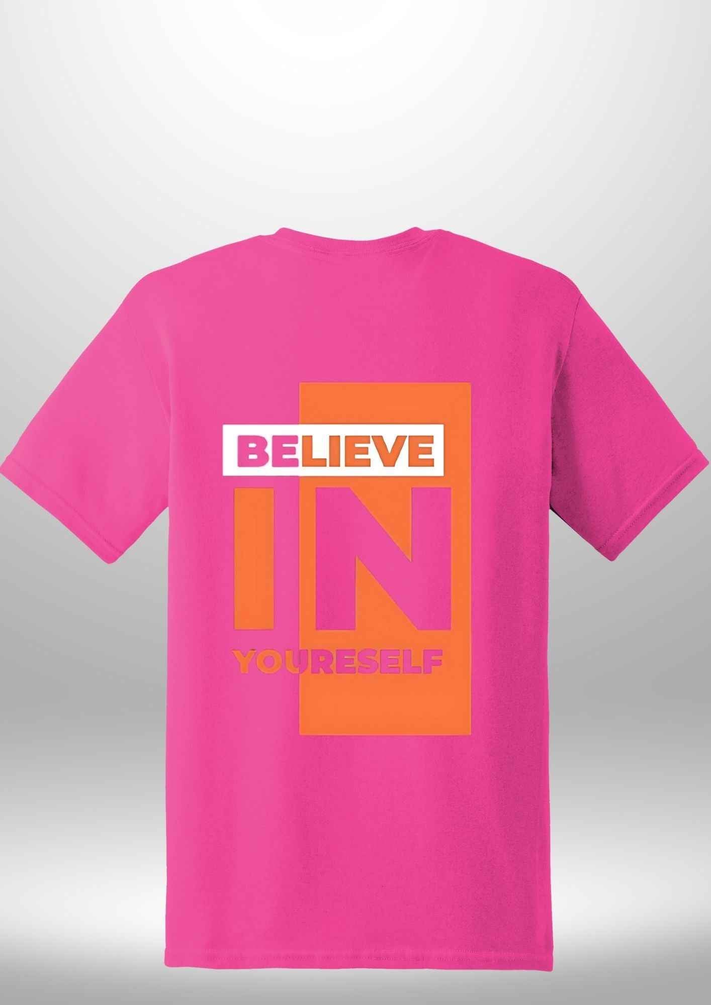Red "Believe In Yourself" Luxe T-Shirt by Luxe-Custom-Designer