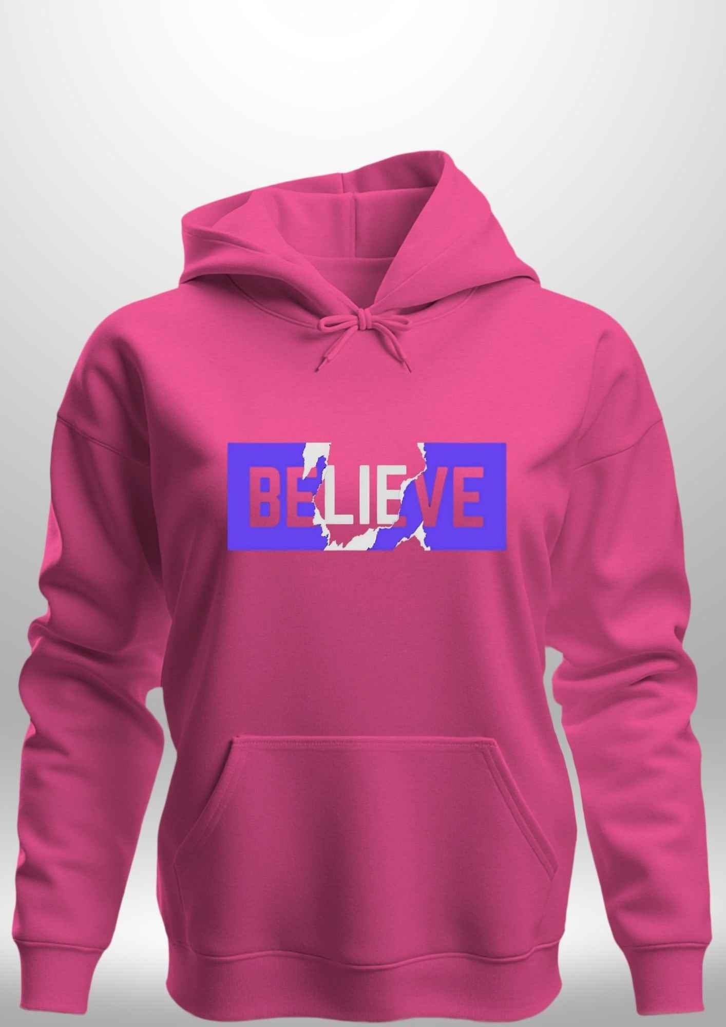 Blue "Believe" Luxe Hoodie by Luxe-Custom-Designer