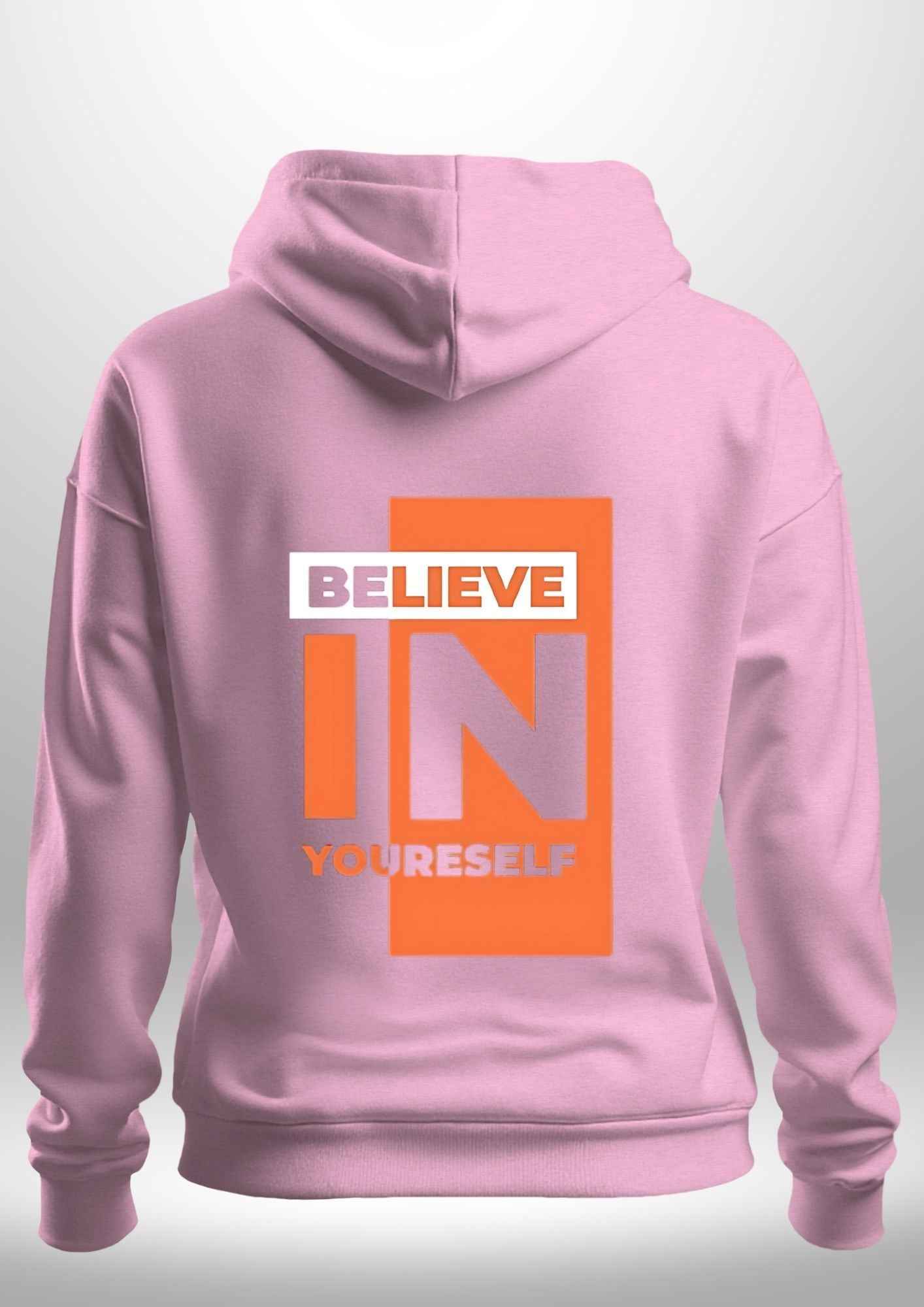 Red "Believe In Yourself" Hoodie by Luxe-Custom-Designer