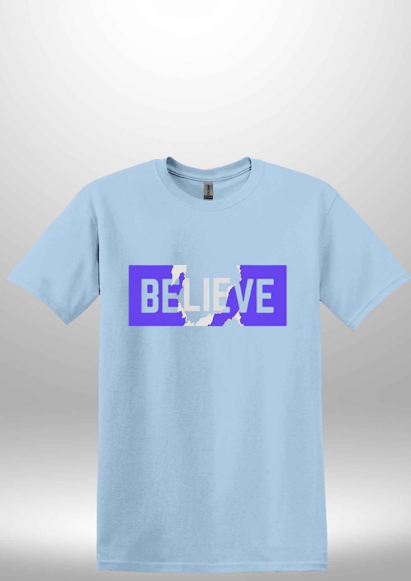 Blue "Believe" Luxe T-shirt by Luxe-Custom-Designer