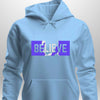 Blue "Believe" Luxe Hoodie by Luxe-Custom-Designer