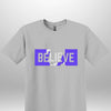 Blue "Believe" Luxe T-shirt by Luxe-Custom-Designer