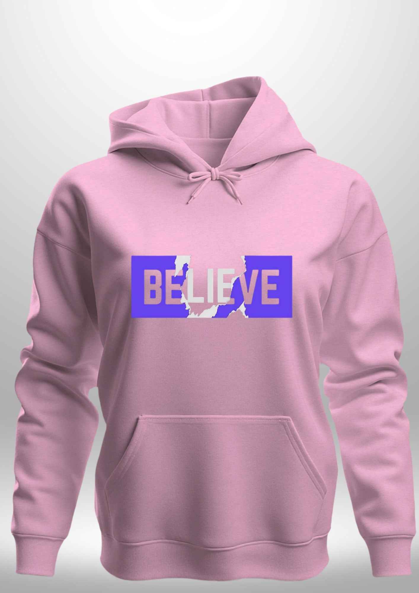 Blue "Believe" Luxe Hoodie by Luxe-Custom-Designer