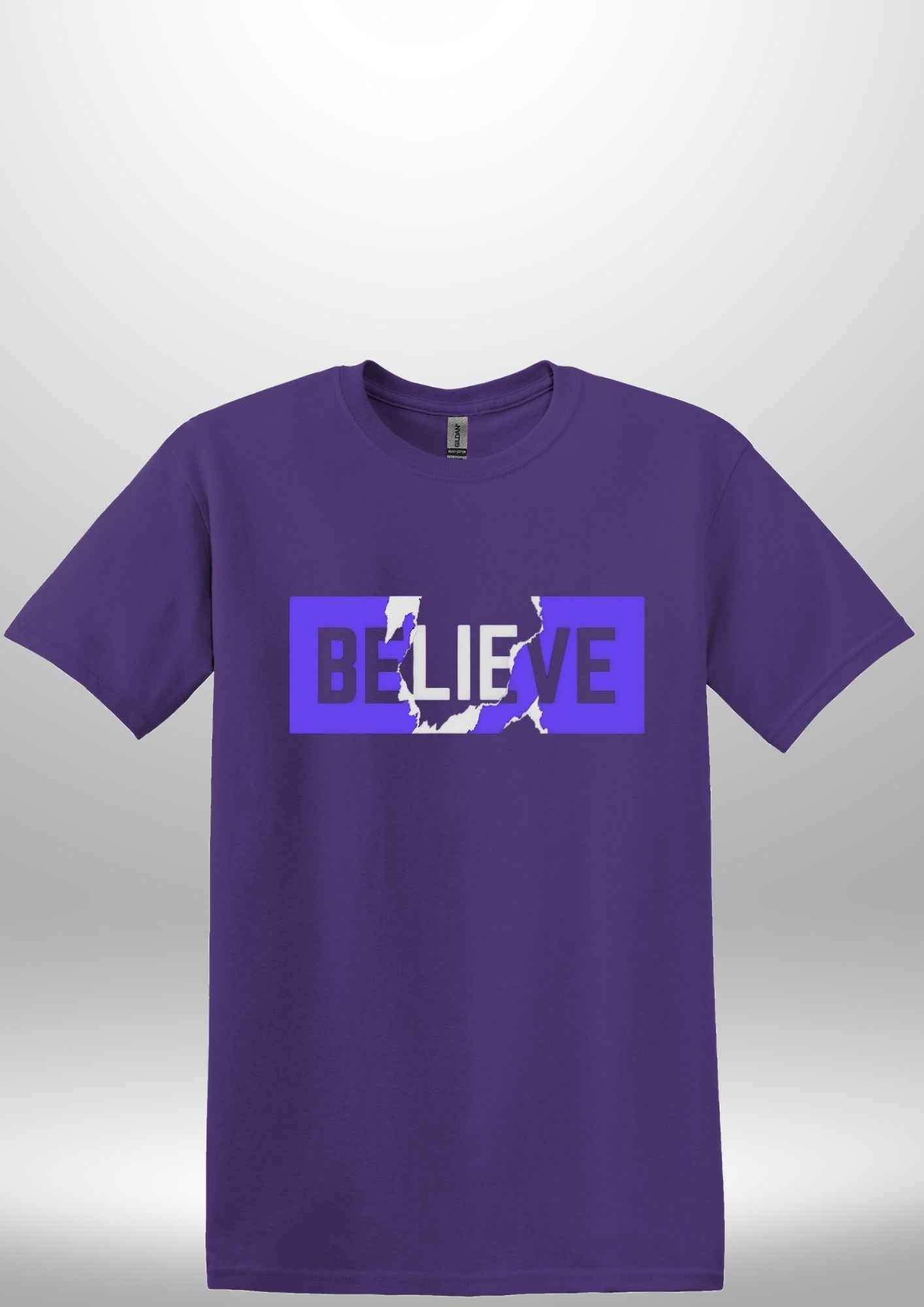 Blue "Believe" Luxe T-shirt by Luxe-Custom-Designer