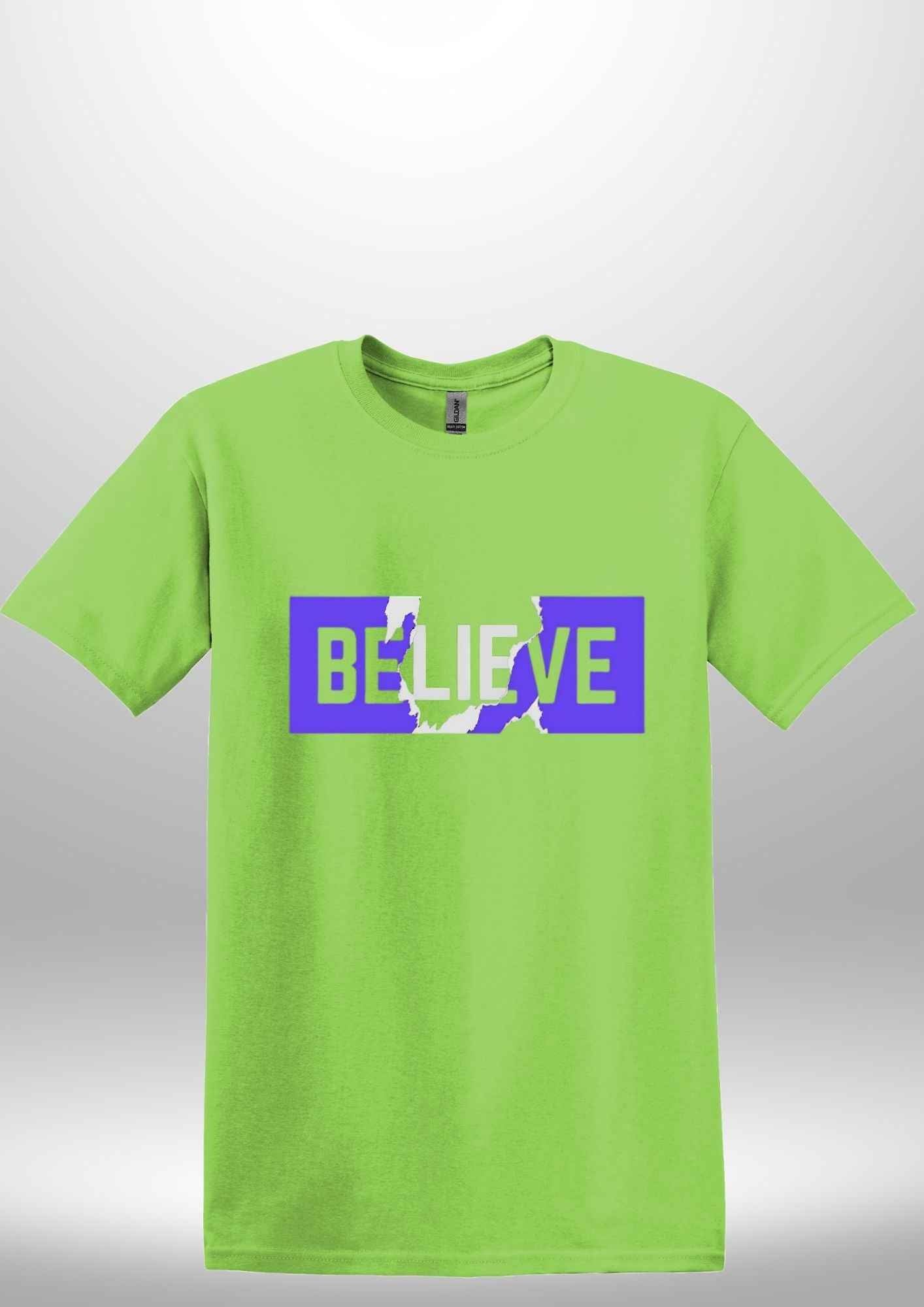 Blue "Believe" Luxe T-shirt by Luxe-Custom-Designer