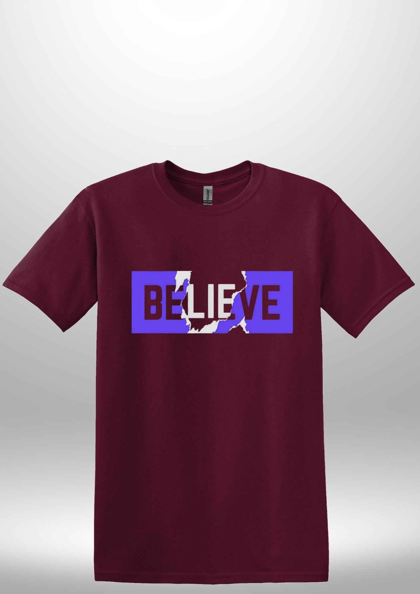 Blue "Believe" Luxe T-shirt by Luxe-Custom-Designer