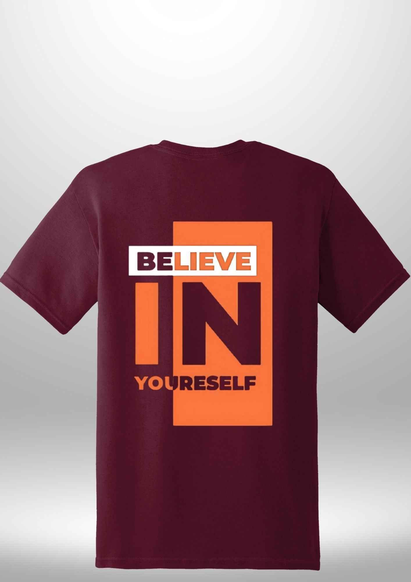 Red "Believe In Yourself" Luxe T-Shirt by Luxe-Custom-Designer