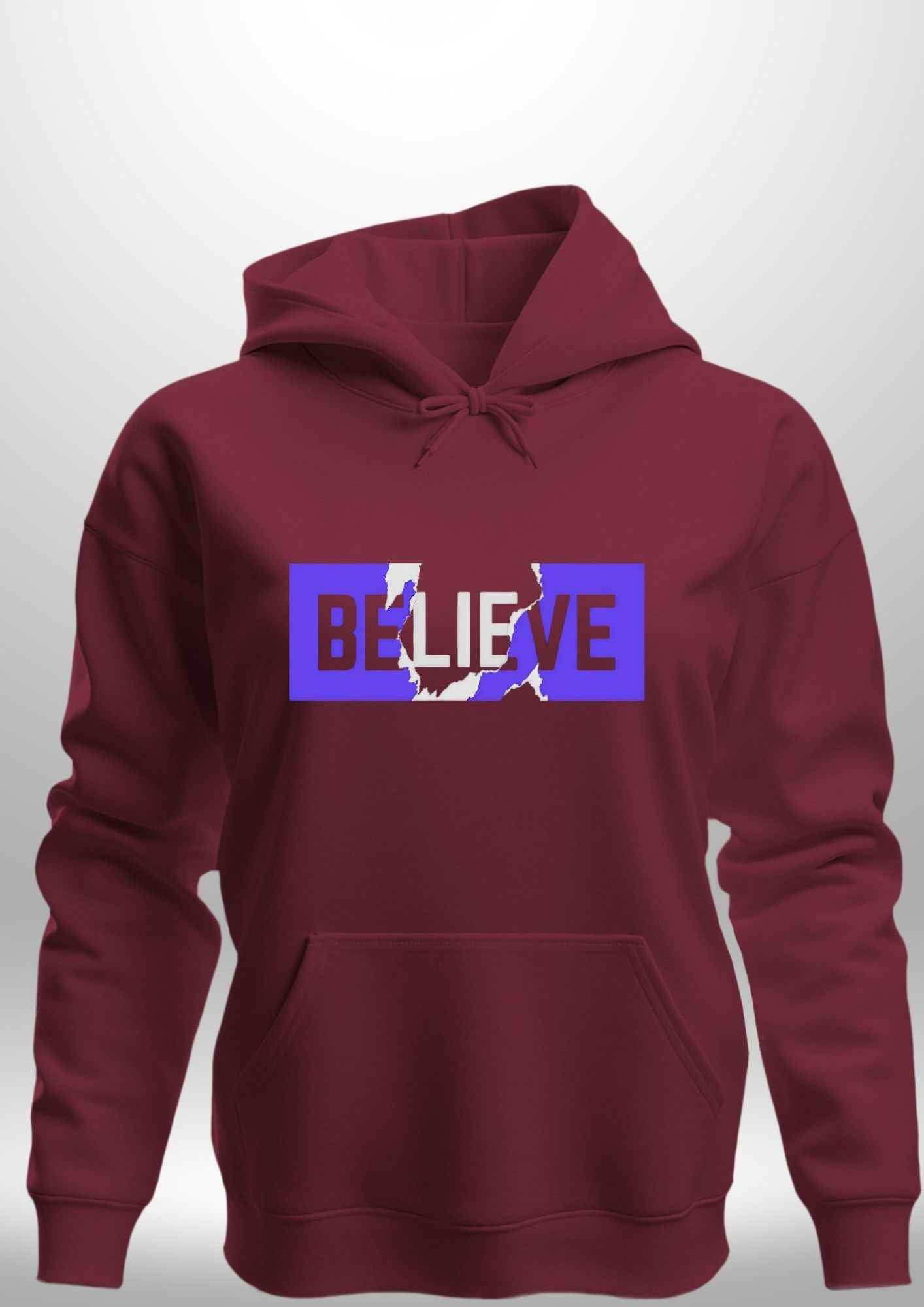 Blue "Believe" Luxe Hoodie by Luxe-Custom-Designer