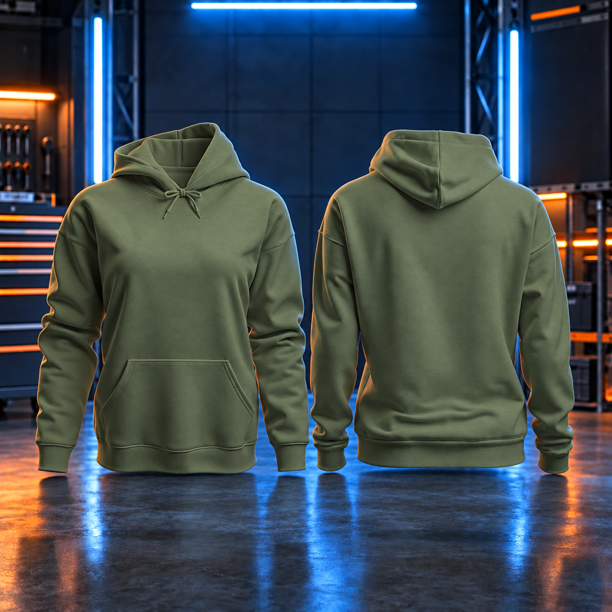 Military Green Work Hoodie Personalised