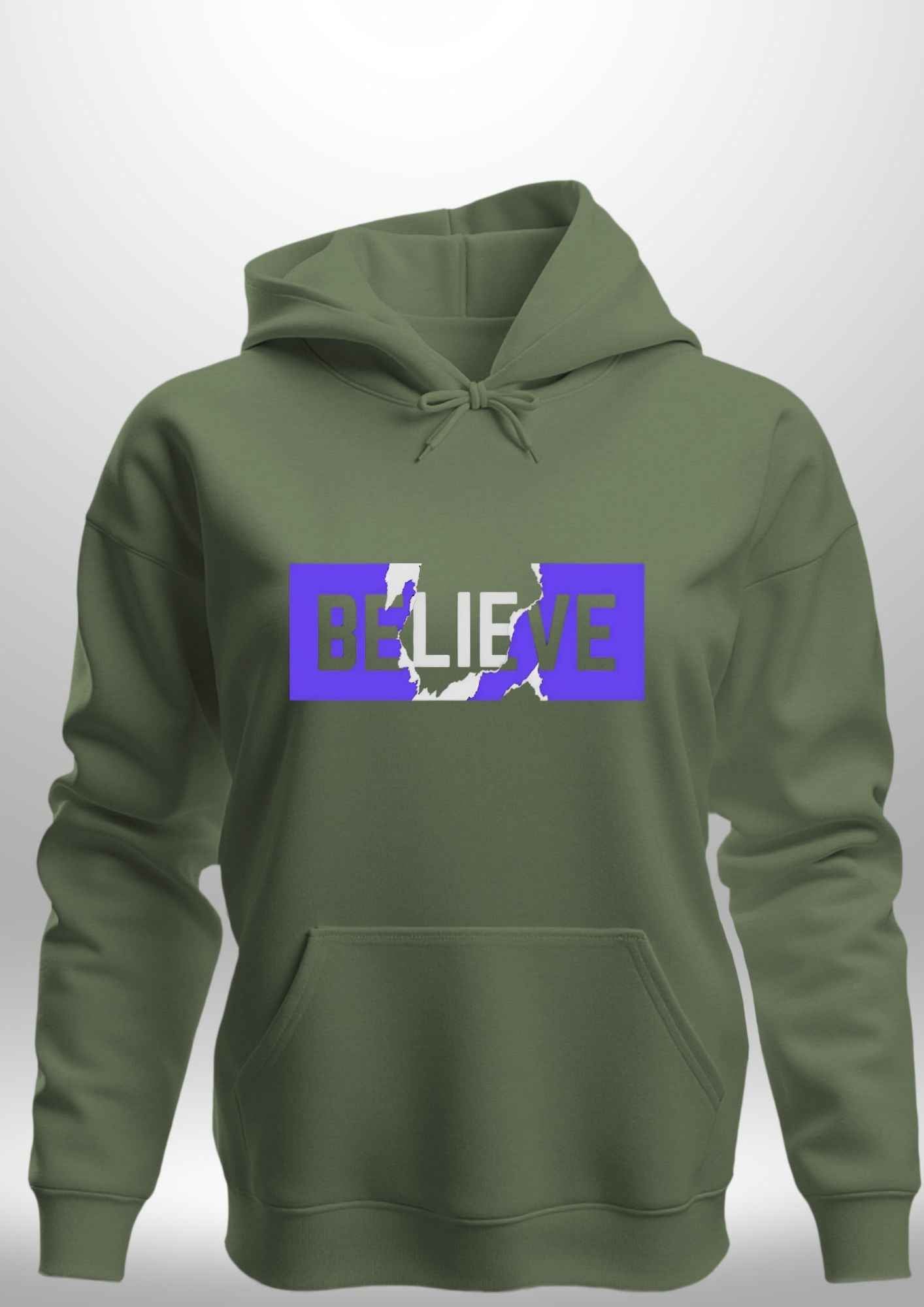 Blue "Believe" Luxe Hoodie by Luxe-Custom-Designer