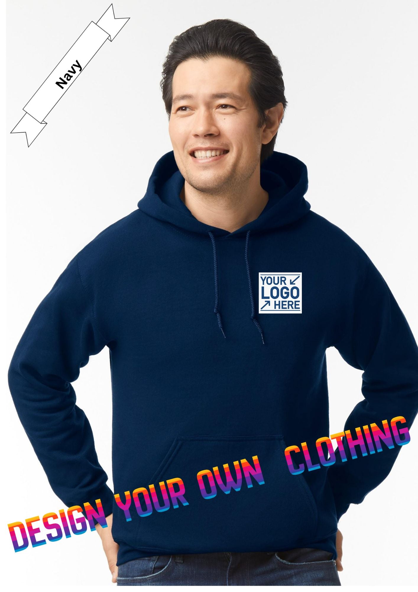 Navy Blue Hoodie by Luxe-Custom-Designer