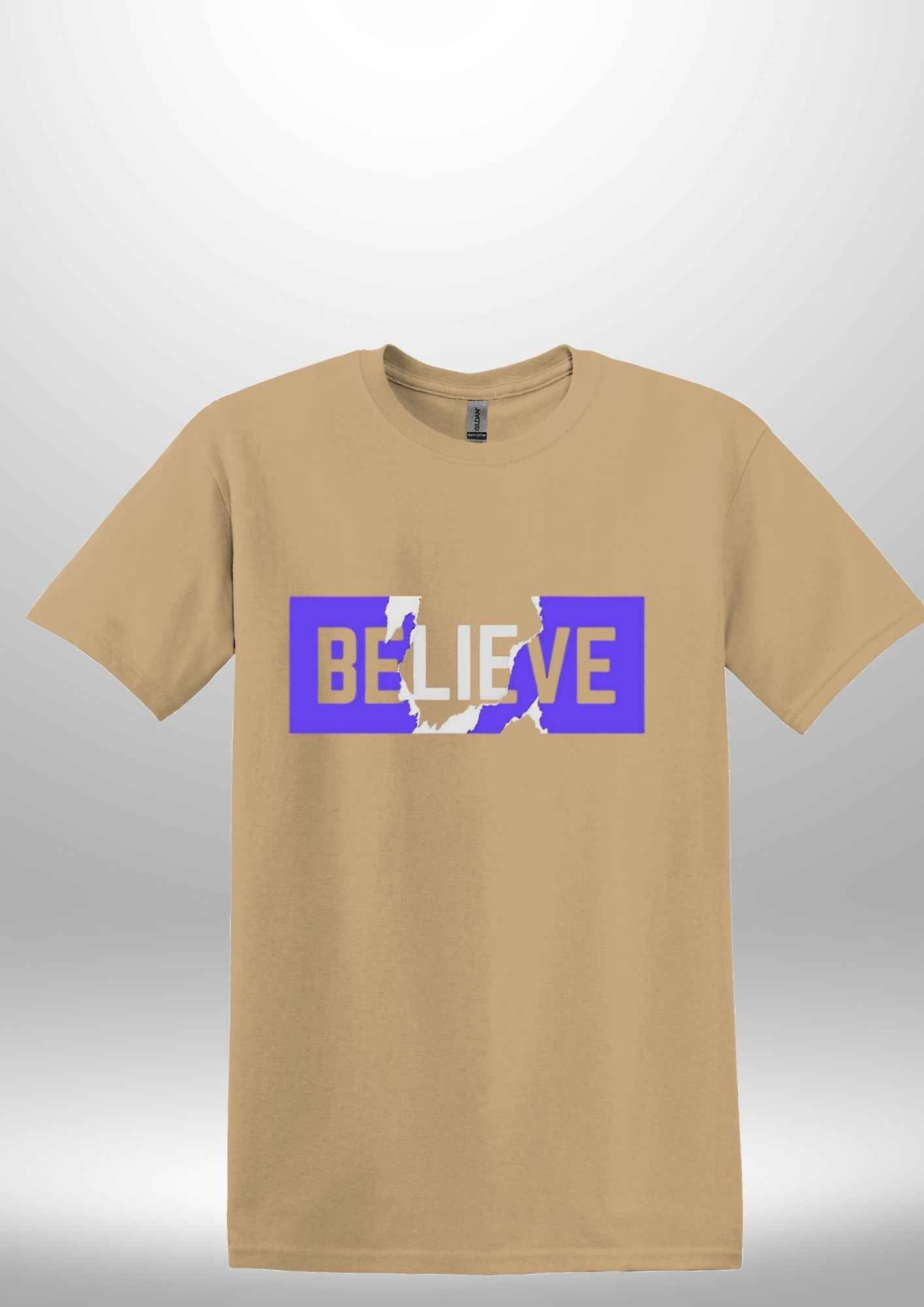 Blue "Believe" Luxe T-shirt by Luxe-Custom-Designer