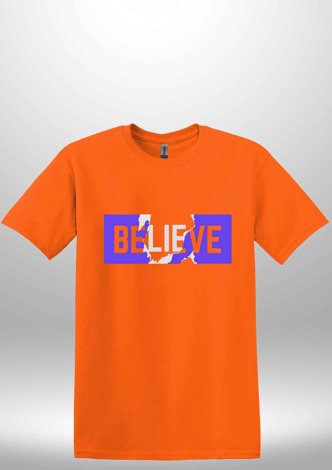 Blue "Believe" Luxe T-shirt by Luxe-Custom-Designer