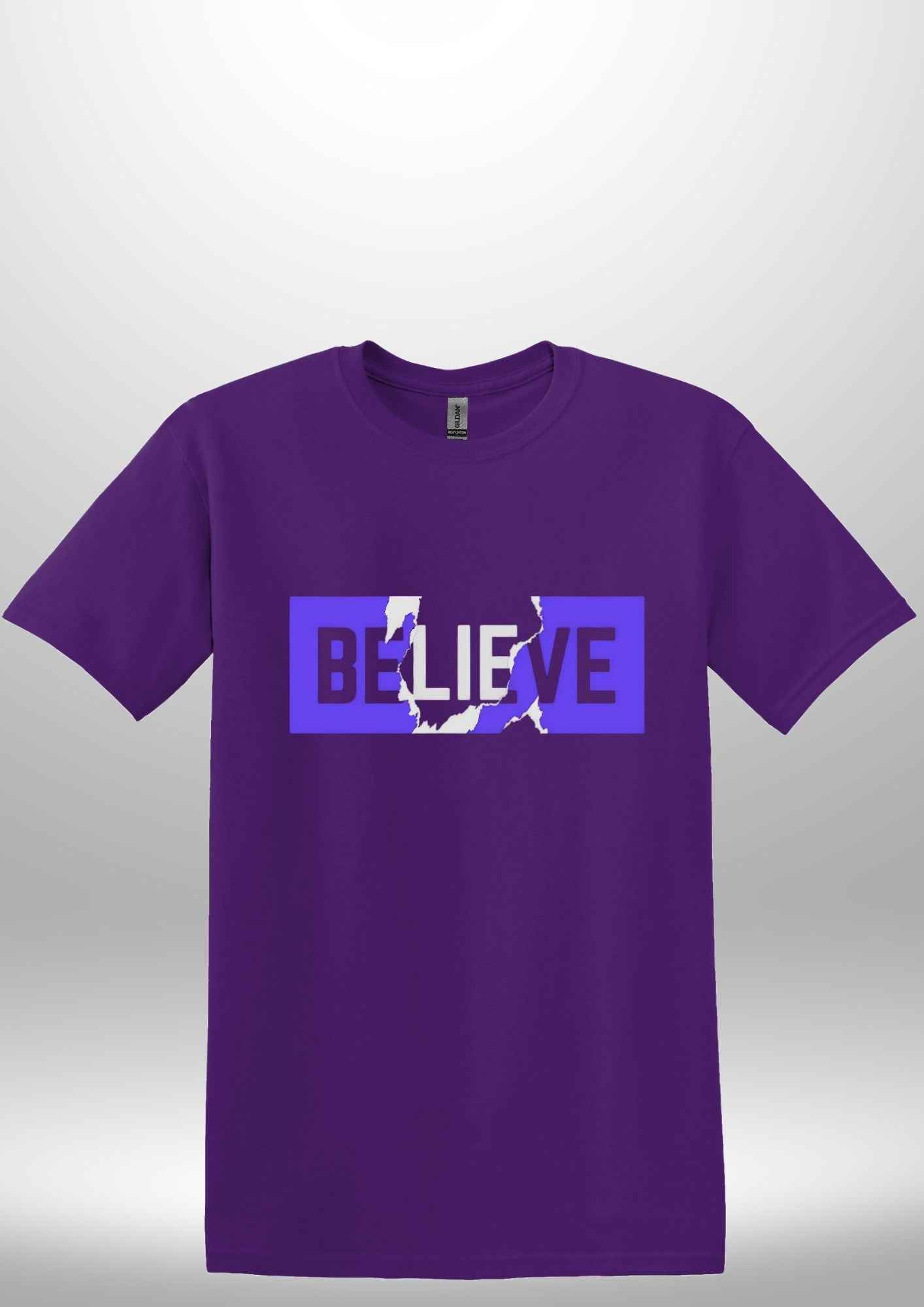 Blue "Believe" Luxe T-shirt by Luxe-Custom-Designer