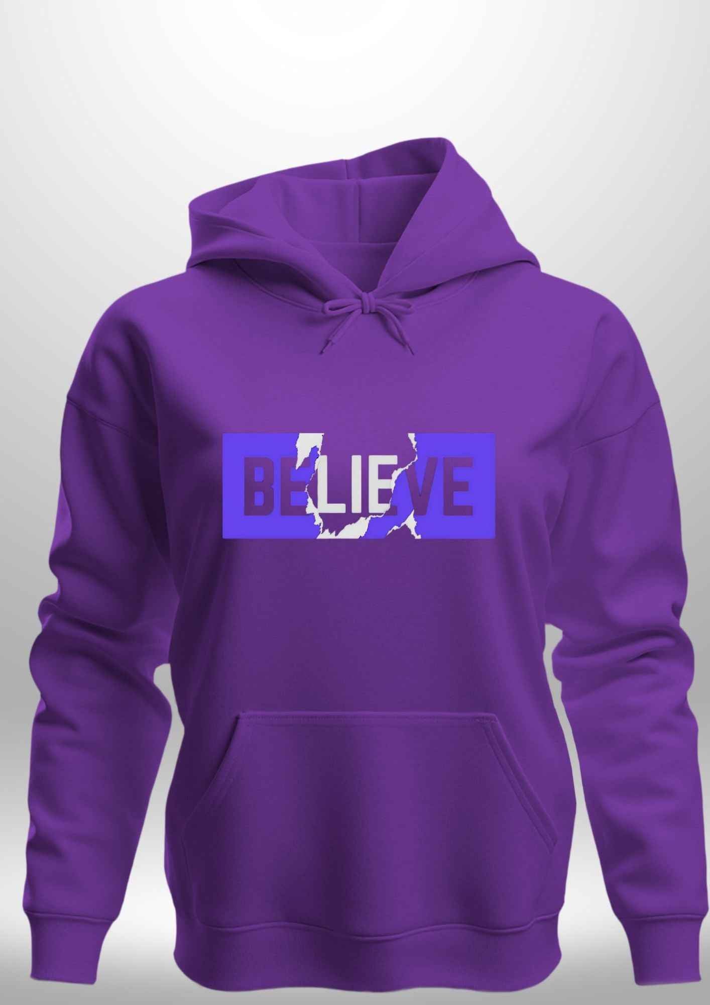 Blue "Believe" Luxe Hoodie by Luxe-Custom-Designer