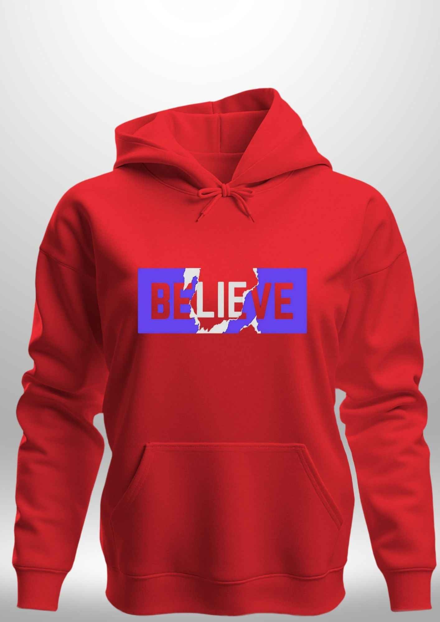 Blue "Believe" Luxe Hoodie by Luxe-Custom-Designer