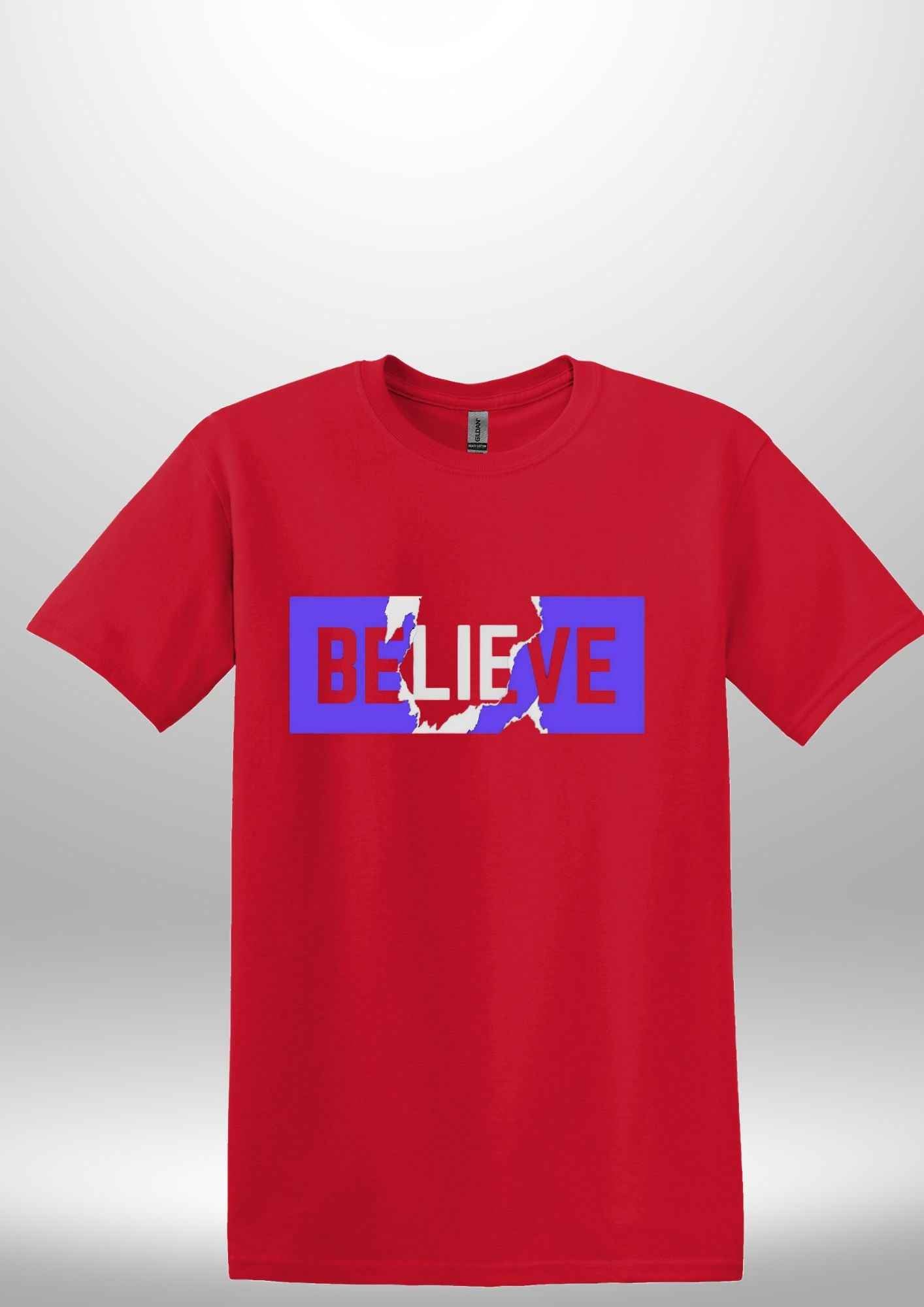 Blue "Believe" Luxe T-shirt by Luxe-Custom-Designer