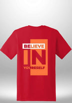 Red "Believe In Yourself" Luxe T-Shirt by Luxe-Custom-Designer