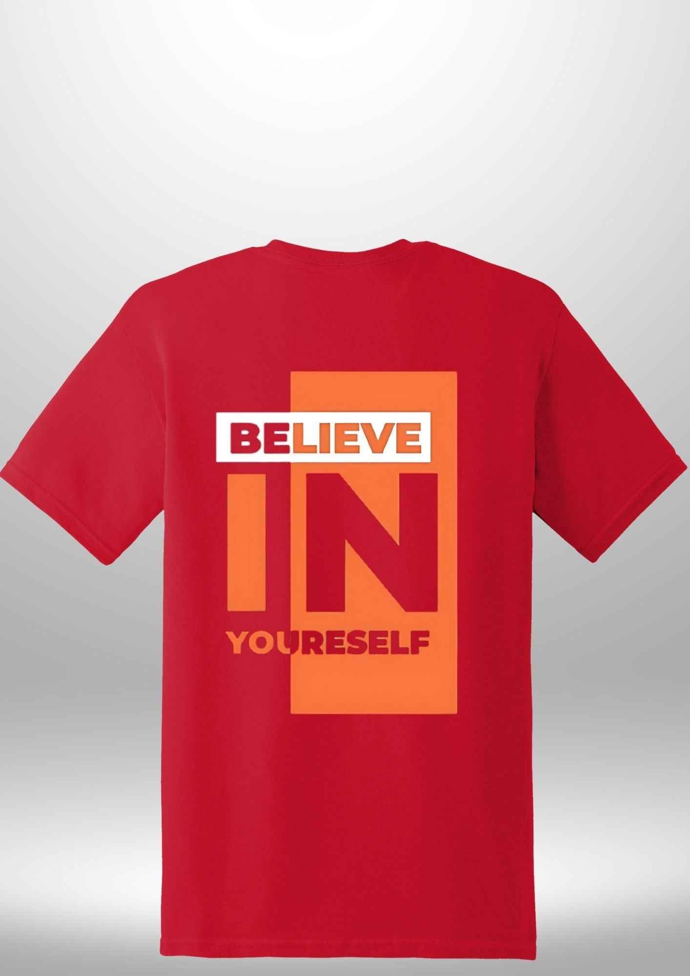 Red "Believe In Yourself" Luxe T-Shirt by Luxe-Custom-Designer