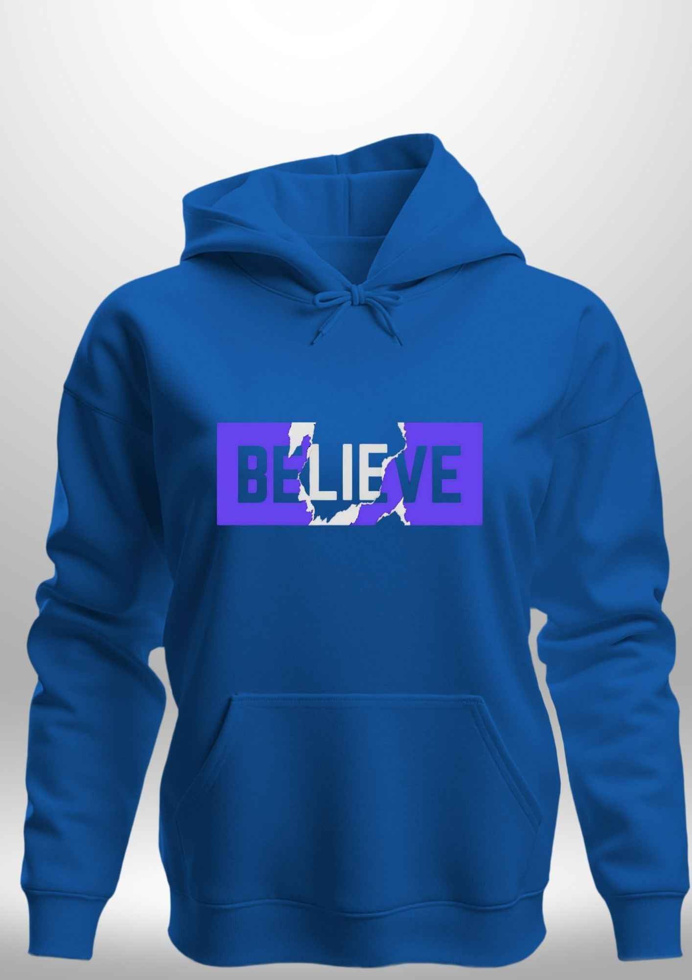 Blue "Believe" Luxe Hoodie by Luxe-Custom-Designer