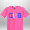 Blue "Believe" Luxe T-shirt by Luxe-Custom-Designer