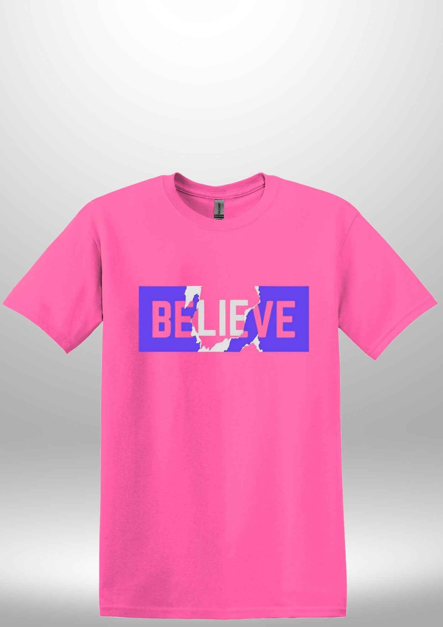 Blue "Believe" Luxe T-shirt by Luxe-Custom-Designer
