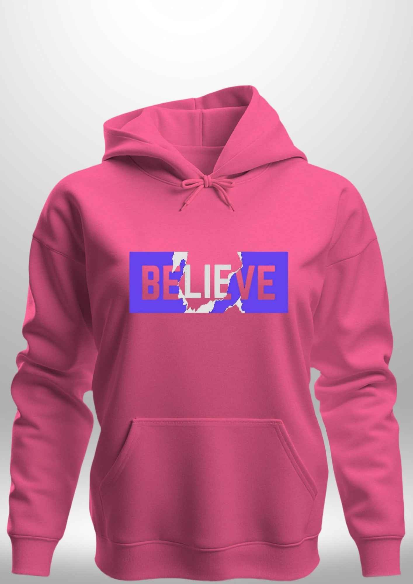 Blue "Believe" Luxe Hoodie by Luxe-Custom-Designer
