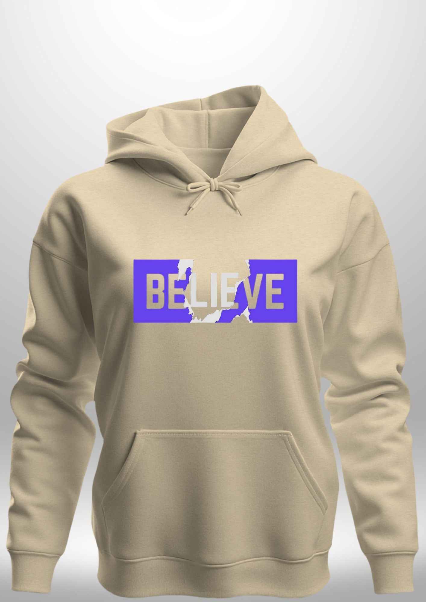 Blue "Believe" Luxe Hoodie by Luxe-Custom-Designer