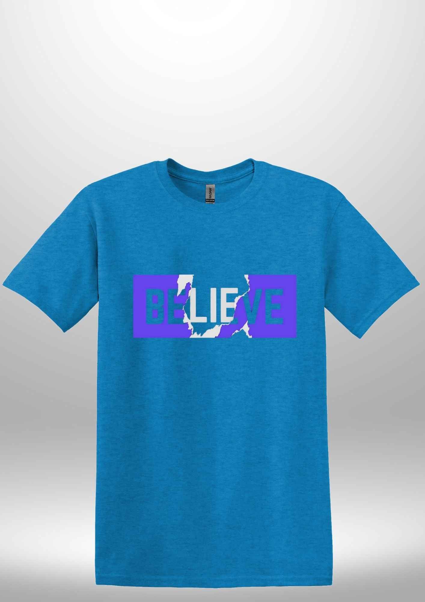 Blue "Believe" Luxe T-shirt by Luxe-Custom-Designer