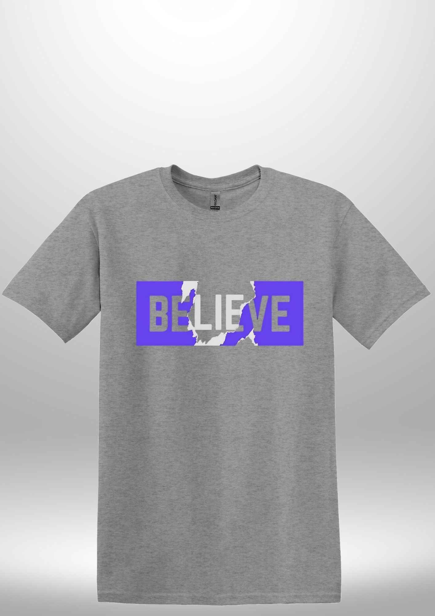 Blue "Believe" Luxe T-shirt by Luxe-Custom-Designer
