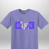 Blue "Believe" Luxe T-shirt by Luxe-Custom-Designer